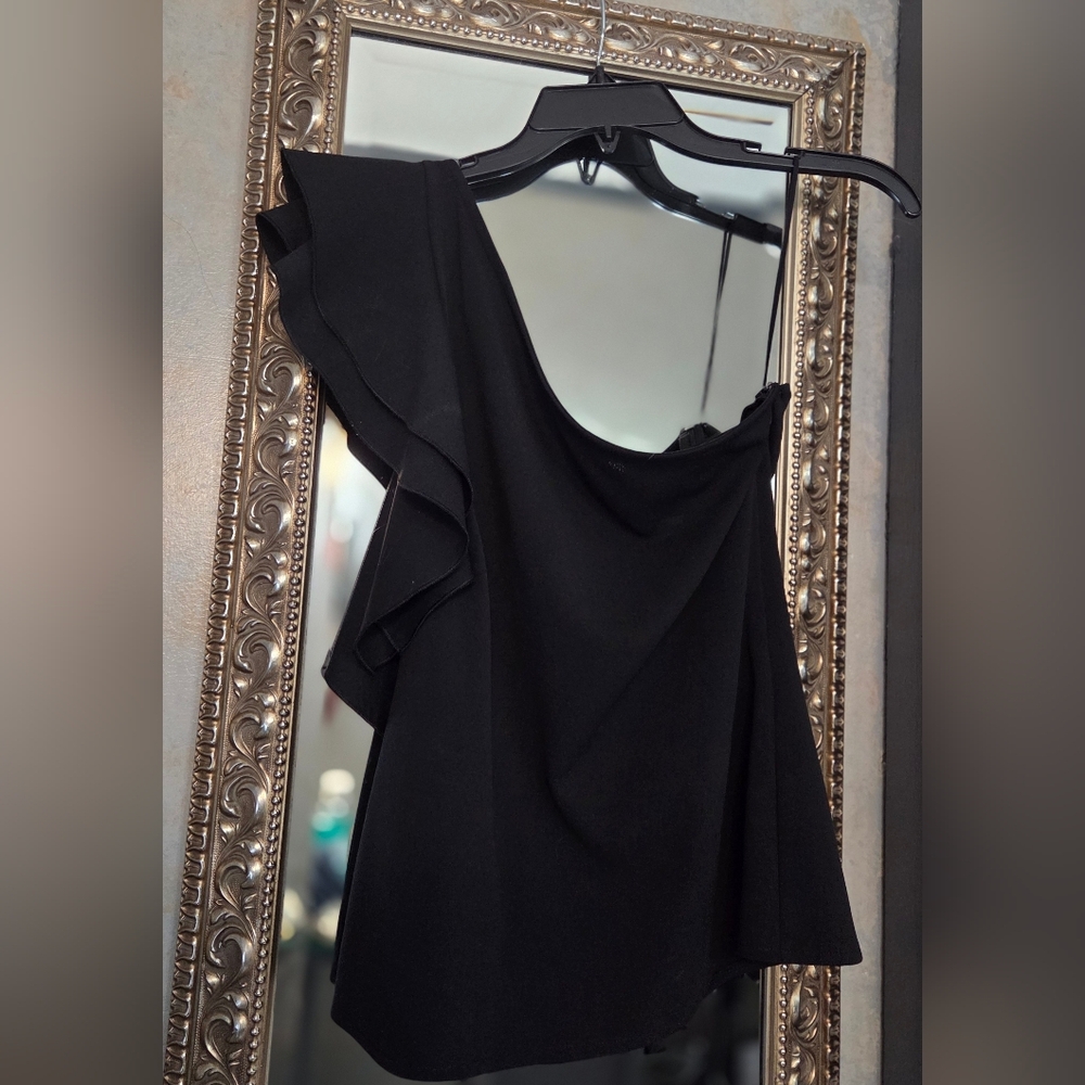 Banana Republic One-Shoulder Ruffle Top - Black